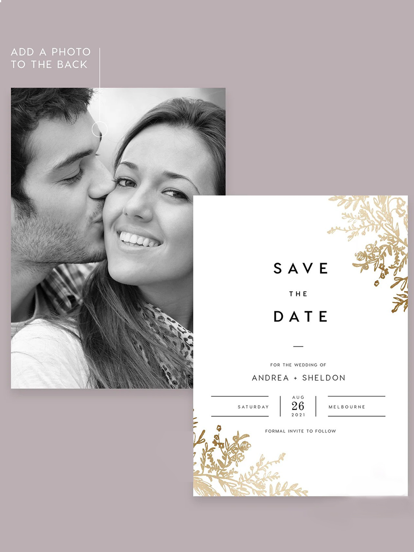 Golden Leaf Modern Save the Date Card